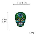 Green Sugar Skull embroidered patch with blue roses for Halloween DIY decoration - 10649-Green Sugar Skull