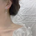 Elegant butterfly tassel earrings with single rhinestone in a long silver chain design - Butterfly Wave Tassel Ear Threader