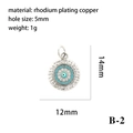 Anhänger böser Blick aus rhodiniertem Kupfer mit blauen Zirkonia und 5mm Loch - Silber Einzelring Blau-Weißes Auge (B-2)