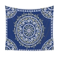 Dettaglio ravvicinato dell'arazzo mandala blu scuro con motivi floreali e bohémien - 73*95CM / Mandala blu profondo