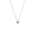 Detailansicht der roségoldenen Edelstahl-O-Kette mit hellviolettem Zirkonia-Anhänger - Roségold - Juni (Hellviolett)