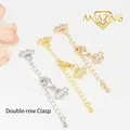 Catene di estensione a doppia fila con chiusura a moschettone in oro 18K e zirconi - Doppia Fila + Chiusura a Moschettone + Catena di Estensione a Goccia (Oro 18K)