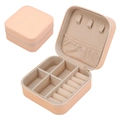 Pink portable jewelry organizer box with zipper and compartmentalized interior - Nude Pink