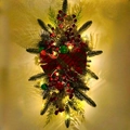 Beleuchtete Weihnachtsgirlande mit Tannennadeln, Beeren und karierter Schleife Deko - Schleife-Modell - Mit LED-Licht