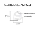 S925 sterling silver small Fu character charm for DIY jewelry making 9.4x8.5mm - Plain Silver White - Small Fu