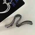 Elegant gunmetal grey wave-shaped shark clip with a smooth metallic mirror finish - Snake / Wave Shape / Large / Black / Gunmetal