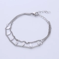 Bracciale a doppio strato in acciaio inossidabile argento con ciondoli a rombo - Stile Rombo a Doppio Strato / Colore Acciaio