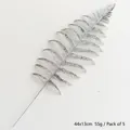 5 pcs set of 44x13cm silver glitter hollowed fern leaves for Christmas tree decoration - Silver