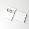 White minimalist jewelry display box with pull-out tray and ring holder insert - White Covered Drawer Box (With Inner Box) / 7*7*2cm / White