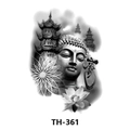 Waterproof temporary tattoo sticker featuring black and white Buddha and lotus design TH-361 - Th-361 / 210*148mm