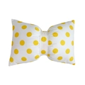 Sweet velvet bow pillow in white with yellow polka dot pattern for cozy room decor - White with Yellow Dots