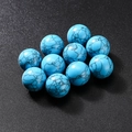 Polished round synthetic turquoise beads with black spiderweb patterns, set of 10 - Blue Turquoise Colored Stone