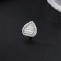Silver teardrop hip hop single tooth cap fully paved with sparkling cubic zirconia - Waterdrop Heart / Silver