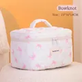 Beauty case trapuntato bianco con motivi a fiocco rosa e doppia cerniera per viaggi - Fiocco Rosa