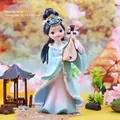Resin Zhaojun figurine with pipa in light blue and pink, 10.3x5.4x20.8cm size - Wang Zhaojun Figurine Large