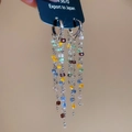 Silver needle heart earrings with colorful crystal tassels in retro style - Silver - Rainbow