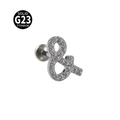 Piercing labret in titanio G23 con design a e commerciale e zirconi bianchi brillanti - & / Colore acciaio
