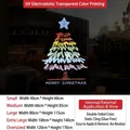 Golden star Christmas tree static window sticker with Merry Christmas greeting text - Small / Sduv-458