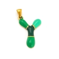 18k gold plated stainless steel letter Y pendant with green enamel color block - Sp640g-y (single Pendant)