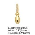 Detail of gold heart charm with crystal-set loop and precise size measurements - Gold - Letter I