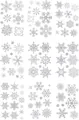 Silver glitter snowflake window stickers set featuring nine intricate winter designs - 20x30cm x 9 Sheets / Silver