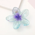 Frangipani hair claw clip in gradient blue-purple acrylic with gold glitter finish - Transparent Purple