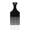 Klassischer schwarzer Afro-Pick-Kamm aus Kunststoff mit breiten Zinken und Aufhängeloch - Groß