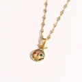 Gouden lieveheersbeestje ketting met gekleurde kristallen op witte achtergrond - Goud