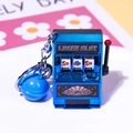 Mini creative lucky slot machine keychain in metallic blue finish with matching bell - Vibrant Blue + Lobster Buckle + Blue Bell / 1000 Minimum Order