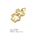 Golden bear pendant with pavé zircon and heart bow tie on white background, 11x17mm - 1# (Bear)