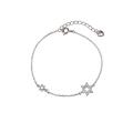 Elegant silver hexagram star bracelet with sparkling zirconia and adjustable chain link - Hexagram/Star / White Gold