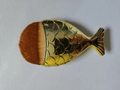 Golden mermaid fish tail foundation brush with brown bristles on white background - Small / Brown
