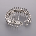 Bracciale gotico a centopiedi in acciaio inossidabile con maglie snodabili in argento - Stile Centopiedi (KB29625-D)