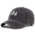 Casquette de baseball en coton lavé gris foncé avec motif de pins brodé de face - Réglable / Noir