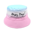 Dettaglio cappello a secchiello bimbi sfumato blu e rosa con stampa Happy Days - 52cm-54cm / Gradiente Rosa Bianco (Happy Days!)