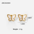 Dettaglio degli orecchini a farfalla in oro 18K con inserto in conchiglia e misure - Forma di Farfalla (JDE202004)