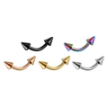 Gold plated stainless steel curved barbell jewelry in five colors with cone spike ends - Curved Barbell Spike / 1.2*6*3mm / Colorful