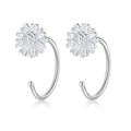Elegant 999 sterling silver daisy stud earrings with polished finish for women - Daisy