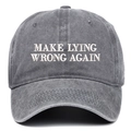 Detail of white embroidery on a dark grey washed cotton vintage baseball cap - One Size / Gray