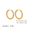 Detailed size specifications for gold twisted hoop earrings with 12mm inner diameter - Gold / Plum Blossom Twist