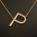 Elegant gold-plated capital letter P pendant necklace with delicate O-chain for women - Gold P