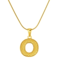 Polished gold titanium steel snake chain necklace with textured letter O pendant charm - Letter O (S-P004-O)