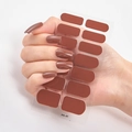Brown self-adhesive nail polish wraps application on nails with product sheet DQ-07 - DQ-07 Solid Brown