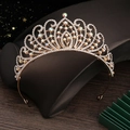 Detailed macro view of the golden alloy crown featuring intricate rhinestones and AB crystal gems - Gold AB Rhinestone