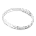 Silver stainless steel snake chain bracelet with curved metal bar for men - Steel Color (KB164004-KLHQ)