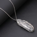Clear crystal tree of life necklace pendant with silver wire wrap and chain detail - Clear Crystal Silver Wire