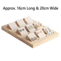 Bamboo 9-pair earring display tray in beige with wooden frame 16x20cm size - 9 Slots - Beige