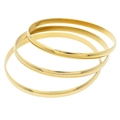 Set aus drei polierten goldenen Titanstahl-Armreifen mit glänzendem Finish und Design - Innendurchmesser 55mm / 3er-Ring-Set / Gold