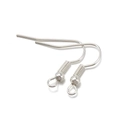 Bright silver metal earring hooks with spring and ball detail for DIY jewelry making - 200pcs/pack / Silver