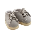 Graue Puppenstiefel aus Wildlederimitat mit beigen Sohlen für 15-20cm Stoffpuppen - Grau
